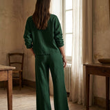 Dark Green Linen-Look, Polyester