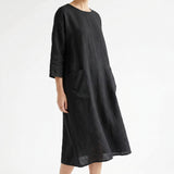 100% Polyester Linen-Look Fabric, 140 gsm, 145 cm — Black