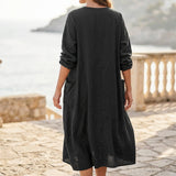 100% Polyester Linen-Look Fabric, 140 gsm, 145 cm — Black