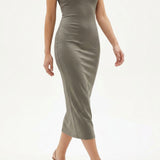 Grey-Green Heather Jersey Knit, Poly-Viscose