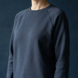 Brushed Cotton Polyester French Terry Fabric, 350 gsm, 180 cm — Navy