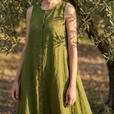 Green Marl Linen-Look, Polyester, 245 gsm