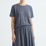 Navy Heather Jersey Knit, Linen