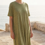 Green Heather Jersey Knit, Linen