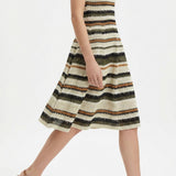 Cream Horizontal-Stripe Chunky Knit, Polyester, 235 gsm