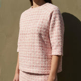 Pink Grid Bouclé, Polyester