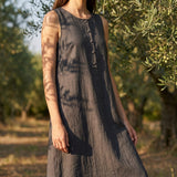 Dark Grey Marl Linen-Look, Polyester, 265 gsm