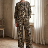 Black Leopard Linen-Look, Polyester, 250 gsm
