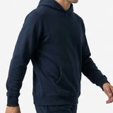 Brushed Polyester Cotton French Terry Fabric, 240 gsm, 168 cm — Navy