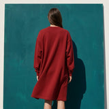 Cotton Polyester Stretch Rib Knit Fabric, 355 gsm, 190 cm — Red