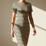 Dark Grey Stripe Scuba Knit, Poly-Modal