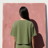 Green Heather Jersey Knit, Poly-Cotton, 170 gsm