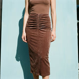 Terracotta Grid Velvet, Polyester