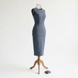 Light Grey Stripes Denim, Viscose-Poly