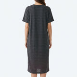 Black Horizontal-Stripe Scuba Knit, Polyester, 260 gsm