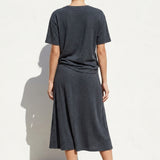 Dark Grey Marl Rib Knit, Linen-Cotton