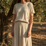 100% Linen Piqué Knit Fabric, 220 gsm, 152 cm — Khaki