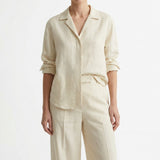 Cream Tone-on-Tone Herringbone Jacquard, Tencel Lyocell-Linen