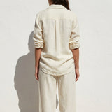 Cream Tone-on-Tone Herringbone Jacquard, Tencel Lyocell-Linen