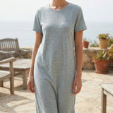Light Blue Marl Piqué Knit, Linen-Poly