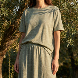 Light Green Marl Piqué Knit, Linen-Poly