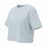 White Vertical-Stripe Jersey Knit, Viscose-Poly