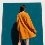 Brushed Cotton Polyester French Terry Fabric, 320 gsm, 175 cm — Orange