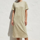 Light Beige Heathered-Marl Scuba Knit, Linen-Cotton