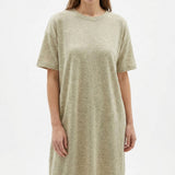 Light Beige Heathered-Marl Scuba Knit, Linen-Cotton