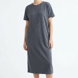 Dark Grey Heathered-Marl Scuba Knit, Linen-Cotton