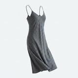 Dark Grey Marl Jersey Knit, Linen-Poly