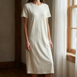 Linen Polyester Jersey Knit Fabric, 200 gsm, 150 cm — White