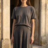 Dark Grey Marl Scuba Knit, Linen-Cotton
