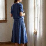 Blue Marl Scuba Knit, Linen-Cotton