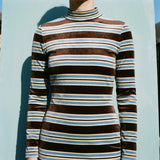 Brown Horizontal-Stripe Velvet, Polyester, 190 gsm
