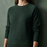 Dark Green Marl Rib Knit, Cotton-Poly