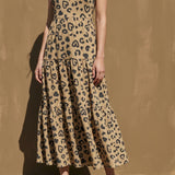 Dark Grey Leopard Crepe, Polyester