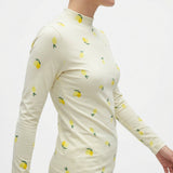 Yellow Leaves Jersey Knit, Cotton-Viscose