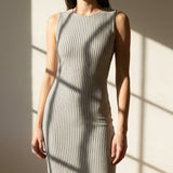 Dark Grey Stripe Jersey Knit, Polyester