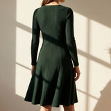 Dark Green Vertical-Stripe Rib Knit, Polyester, 185 gsm