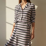 Black Horizontal-Stripe Rib Knit, Cotton-Poly, 205 gsm