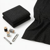 Black Marl Rib Knit, Polyester, 170 gsm