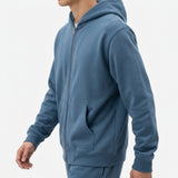 100% Cotton French Terry Fabric, 300 gsm, 190 cm — Blue