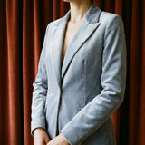 Pale Blue Heathered-Marl Velvet, Viscose-Acrylic