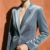 Pale Blue Heathered-Marl Velvet, Viscose-Acrylic