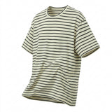 Dark Grey Horizontal-Stripe Jersey Knit, Cotton, 235 gsm