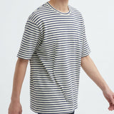 Navy Horizontal-Stripe Jersey Knit, Cotton-Poly, 190 gsm