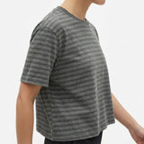 White Horizontal-Stripe Jersey Knit, Cotton, 190 gsm