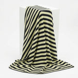 Black Horizontal-Stripe Jersey Knit, Cotton, 238 gsm