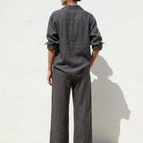 Polyester Stretch Linen-Look Fabric, 245 gsm — Grey